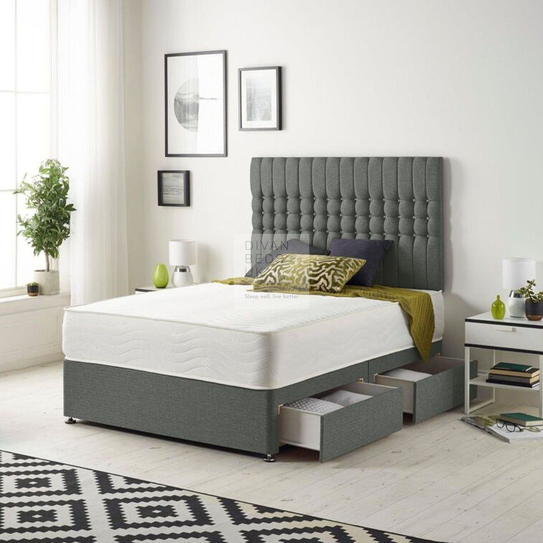 Rosalia Luxury Divan Bed Set with Designer Panel Stripe Headboard