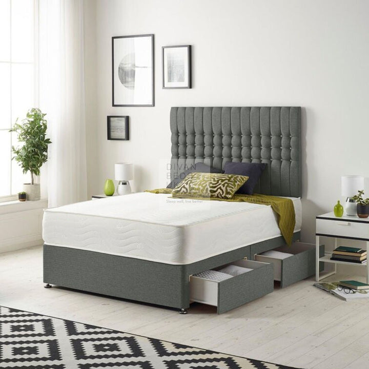 Rosalia Luxury Divan Bed Set with Designer Panel Stripe Headboard