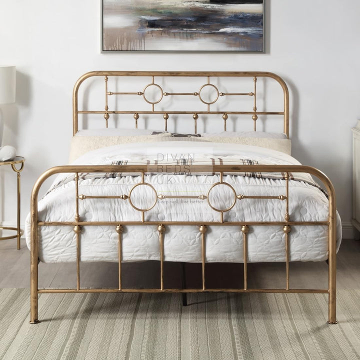 Bautista Antique Brass Style Metal Bed Frame