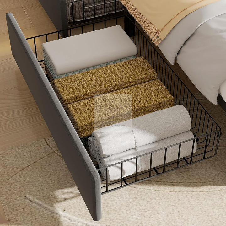Serava Grey Plush Velvet 4 Drawer Bed with Adjustable Headboard