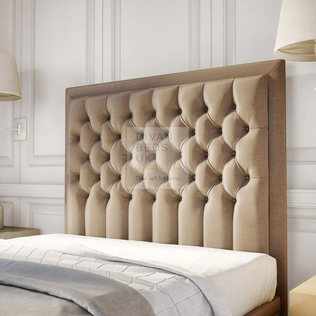 Evelyn Opulent Chesterfield Ottoman Storage Divan Bed with Floor Standing Headboard and Footboard