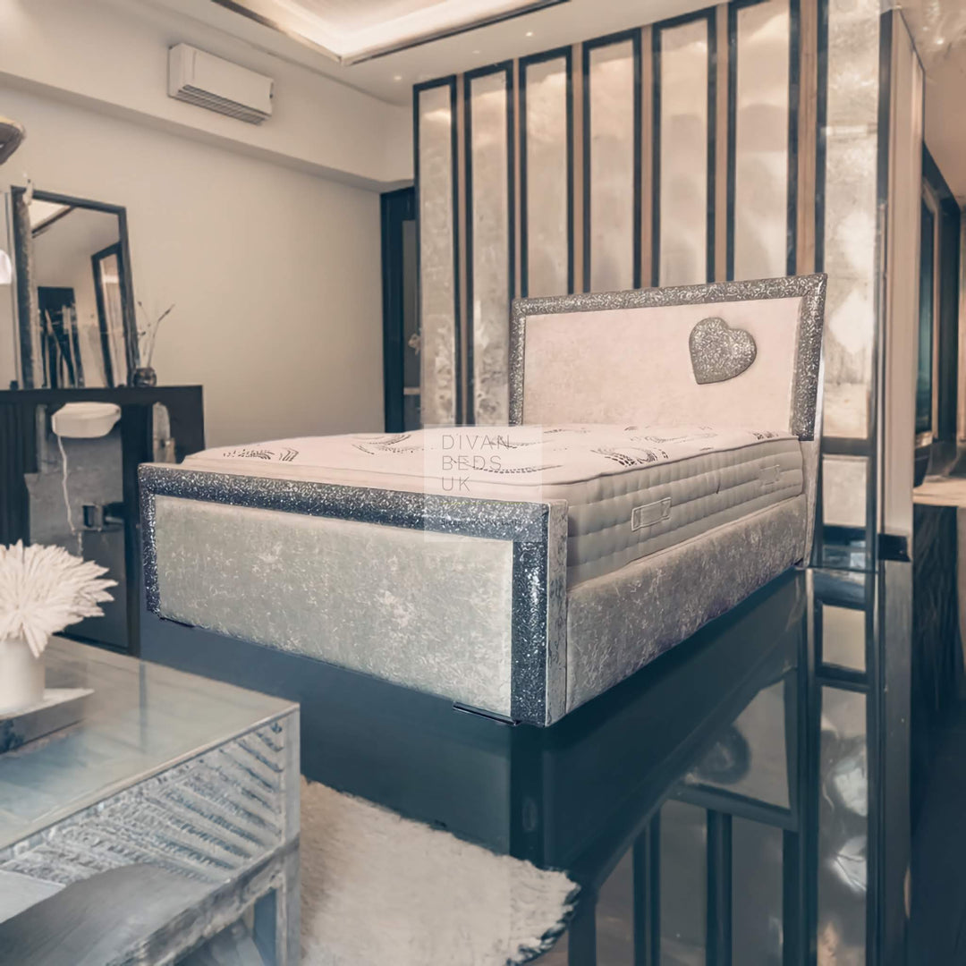 Amor Love Heart Glitz Glitter Sparkling Bed Frame