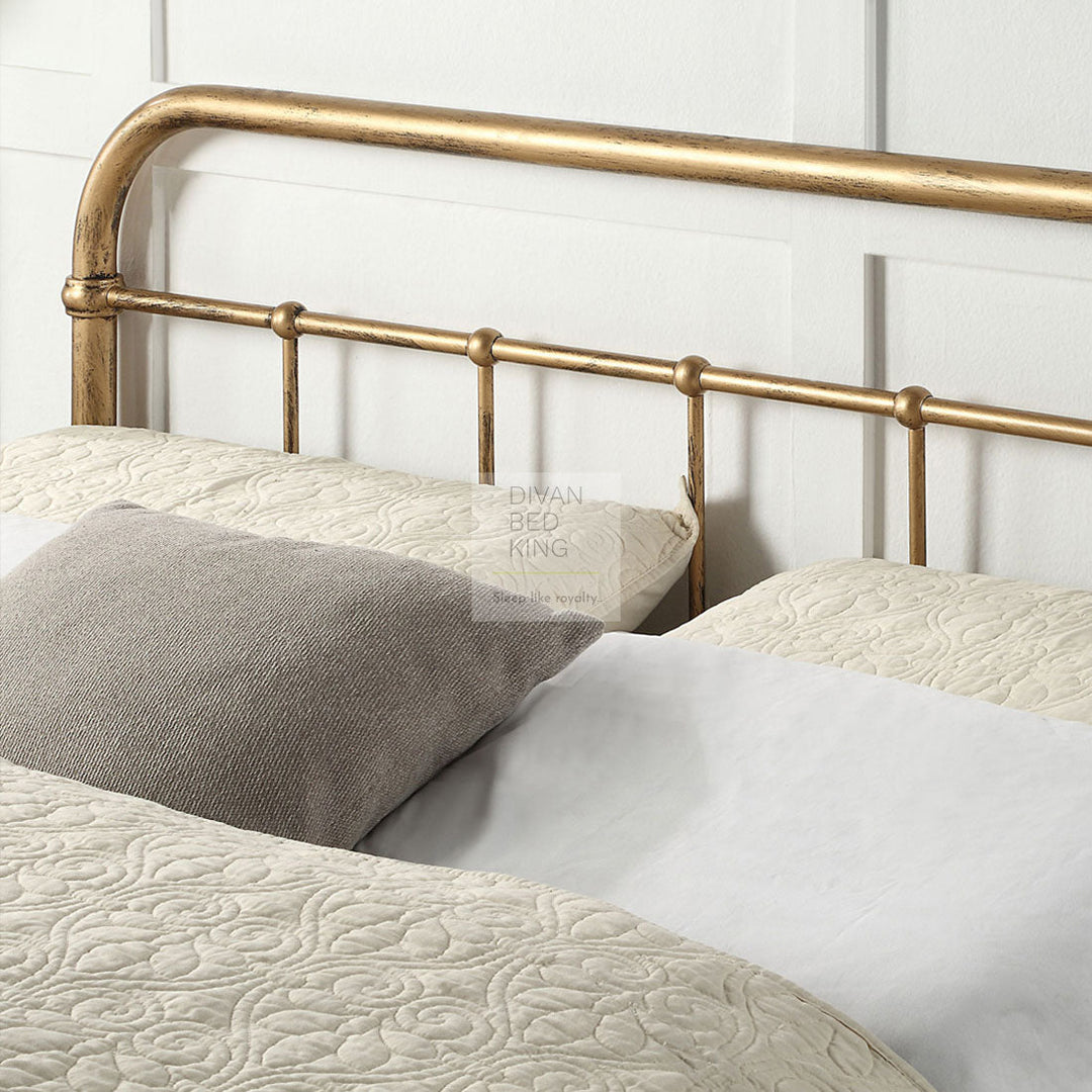 Regent Antique Brass Metal Hospital Style Bed Frame