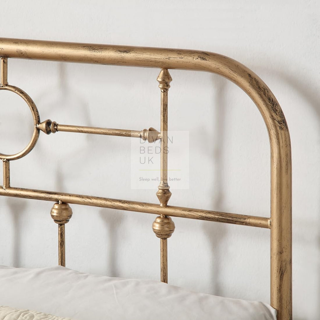Bautista Antique Brass Style Metal Bed Frame