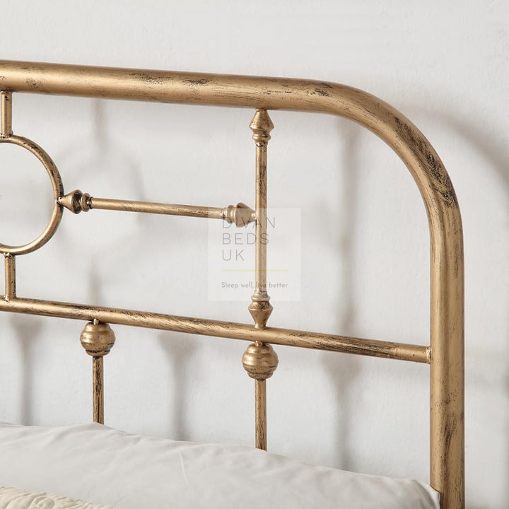 Bautista Antique Brass Style Metal Bed Frame