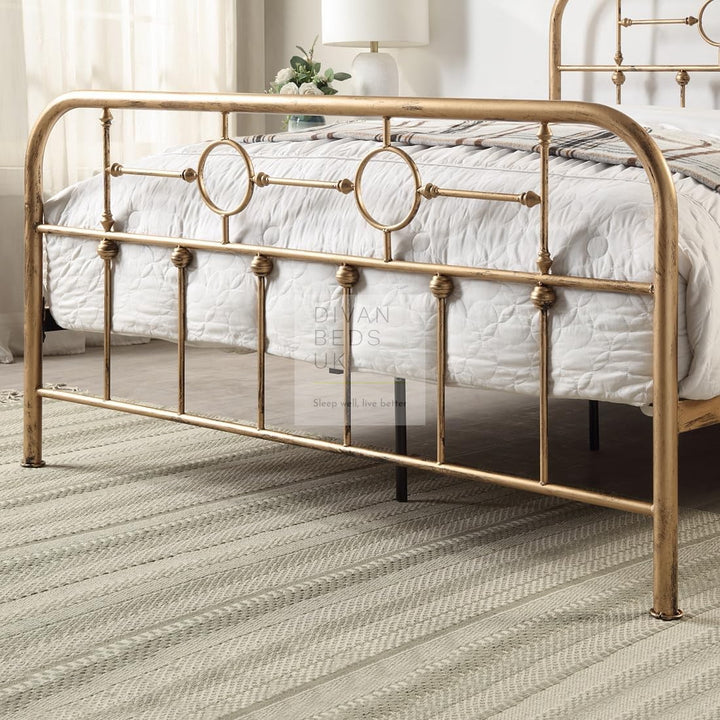 Bautista Antique Brass Style Metal Bed Frame