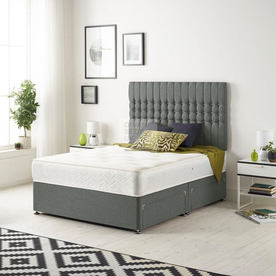 Rosalia Luxury Divan Bed Set with Designer Panel Stripe Headboard