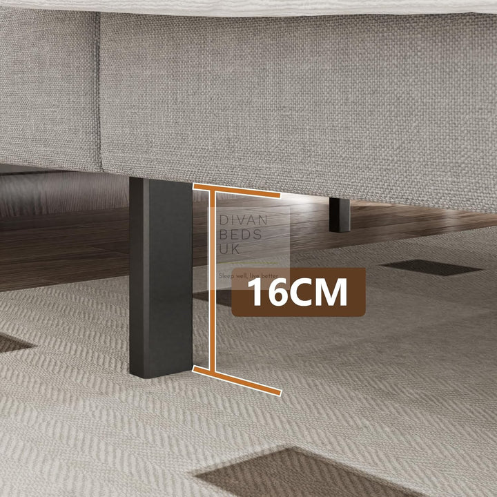 Catania Wingback Panel Headboard Grey Linen Bed with & 1 Large End Drawer Storage