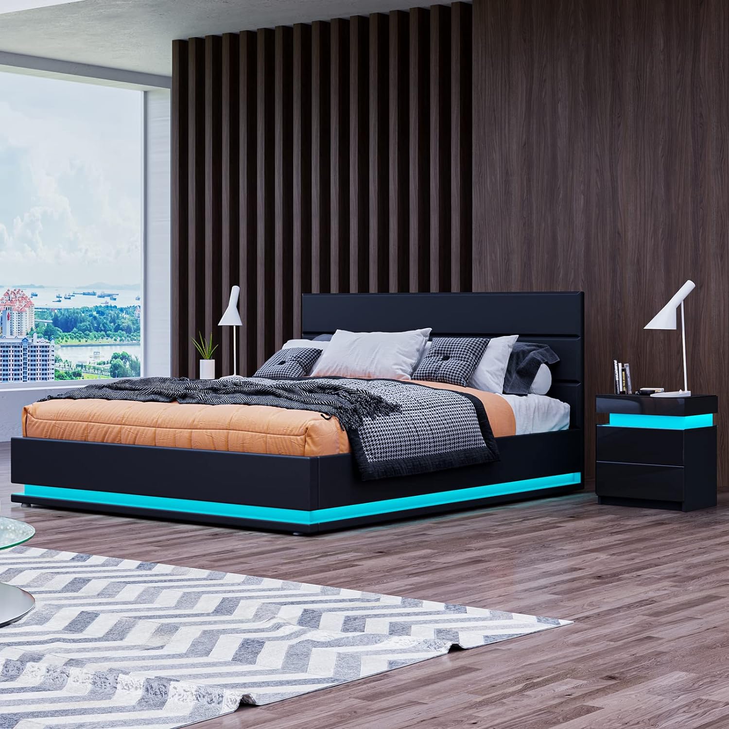 Smart Leather Beds - Charging Stations, LED Lights & More