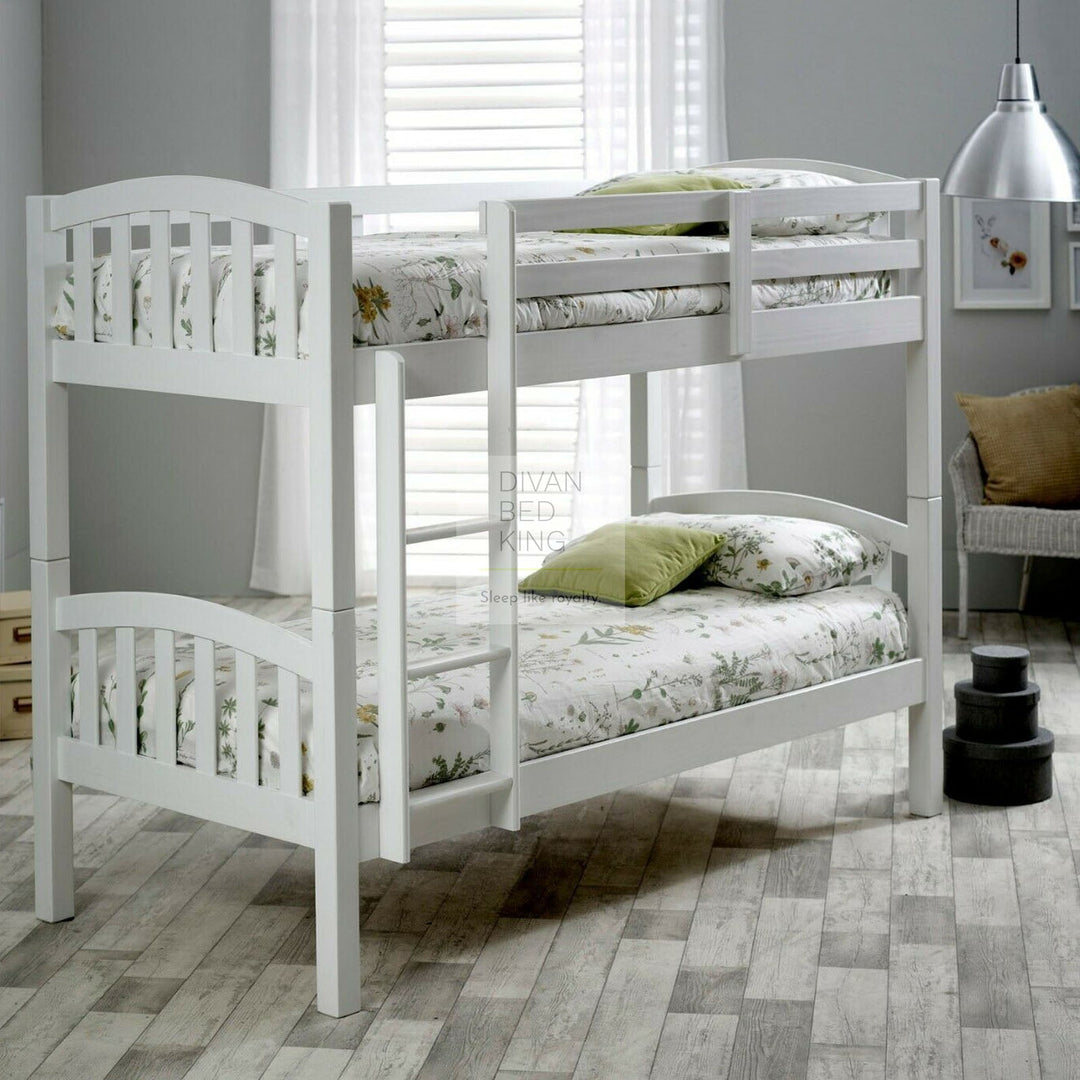 Florentina Detachable White Wooden Bunk Bed