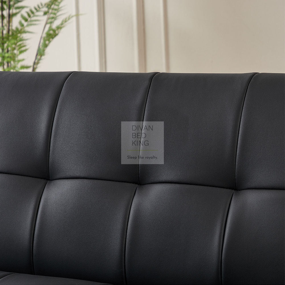 Francesca Black Faux Leather 3 Seater Sofa Bed