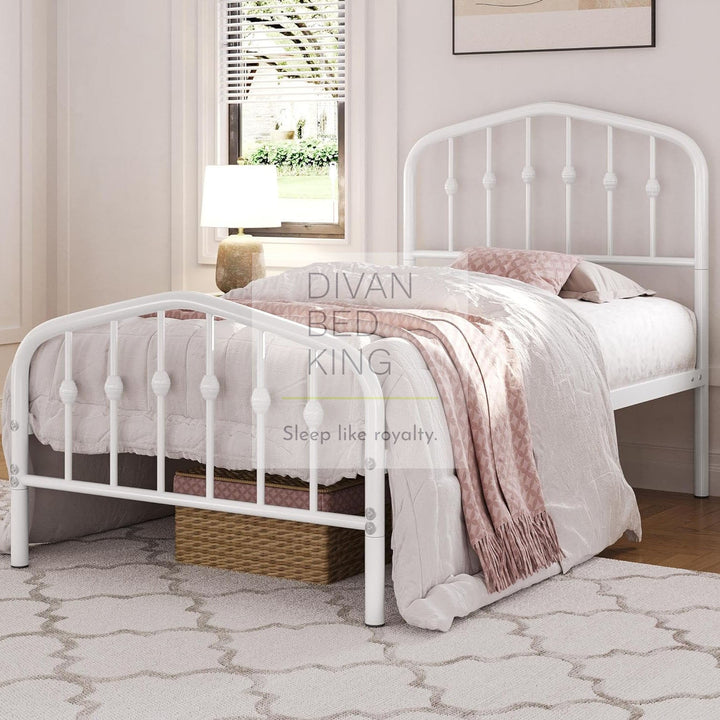 Gatsby White Kids 3ft Single Metal Bed Frame