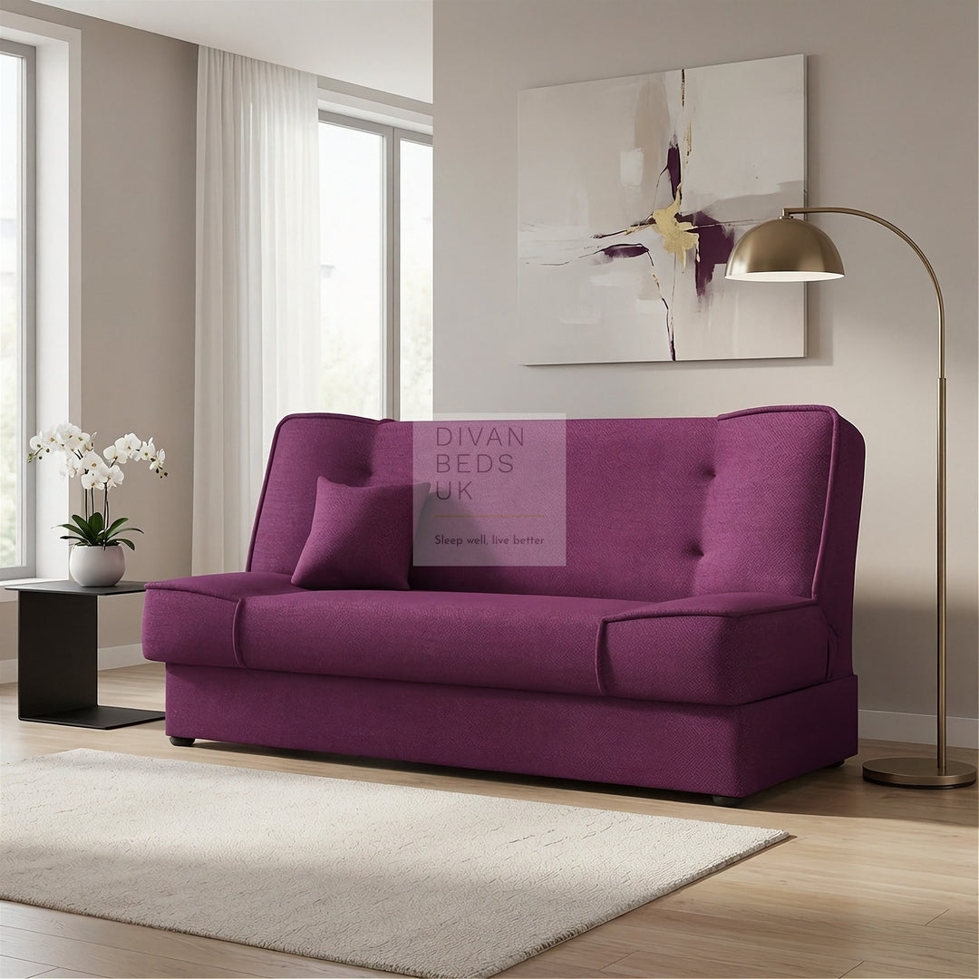 Snug Swyft Purple Linen 2 Seater Sofa Bed with Storage