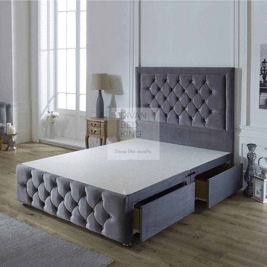 Jagor Divan Bed Base with Tall Button Headboard and Footboard