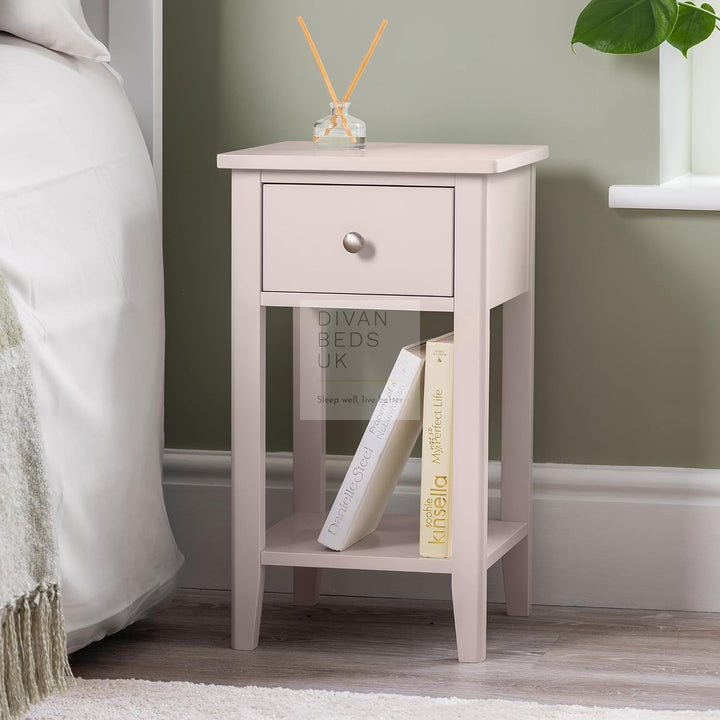 Selina Pink Bedside Table with Drawer and Shelf