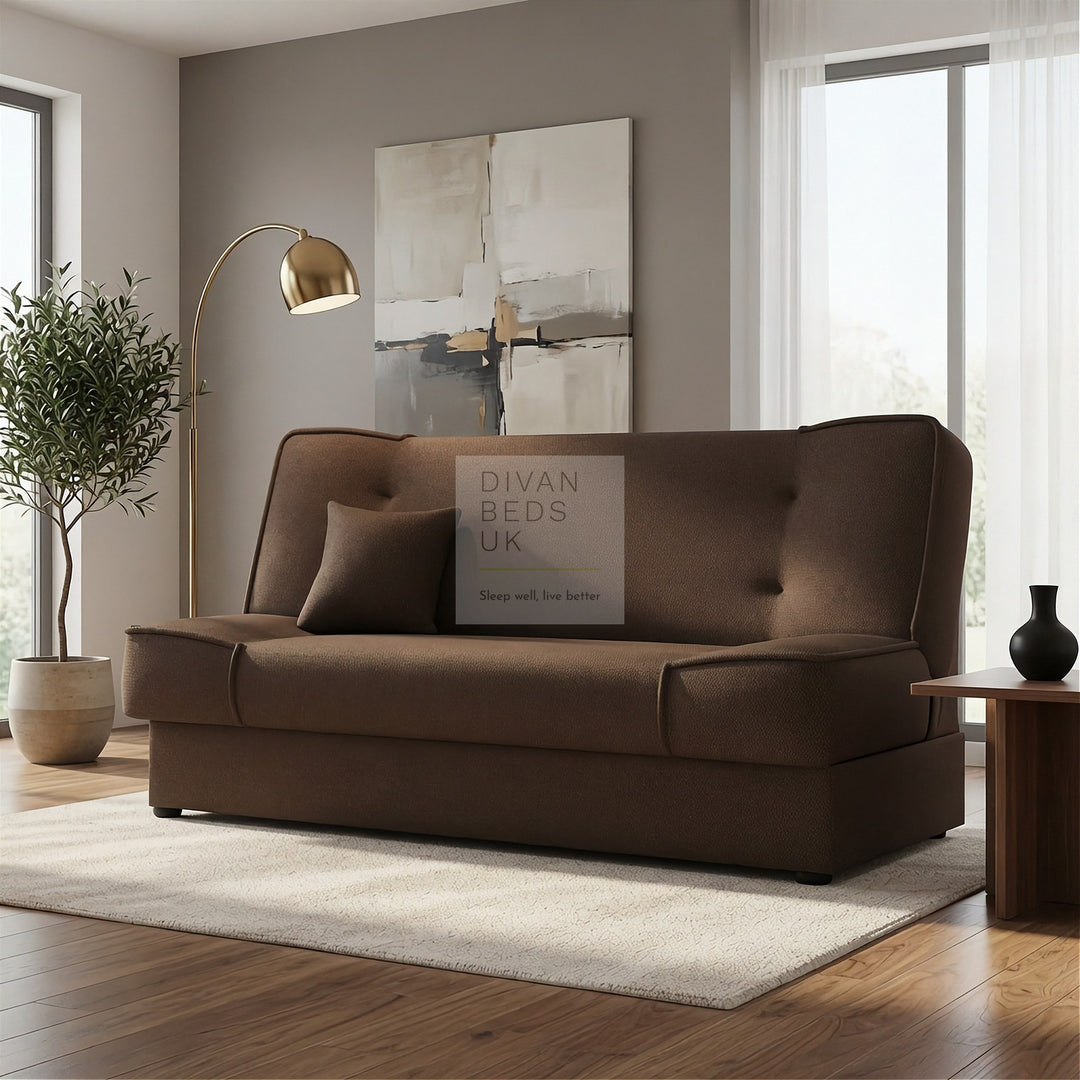 Snug Swyft Brown Linen 2 Seater Sofa Bed with Storage