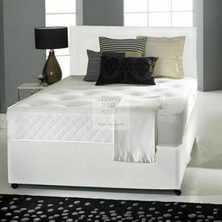 Arlington White Leather Divan Bed with Cooling Gel Spring Memory Mattress Options