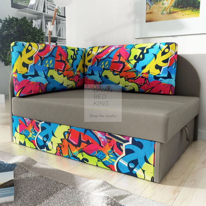 Cuboid Graffiti Corner 2 Seater Sofa Bed with Storage