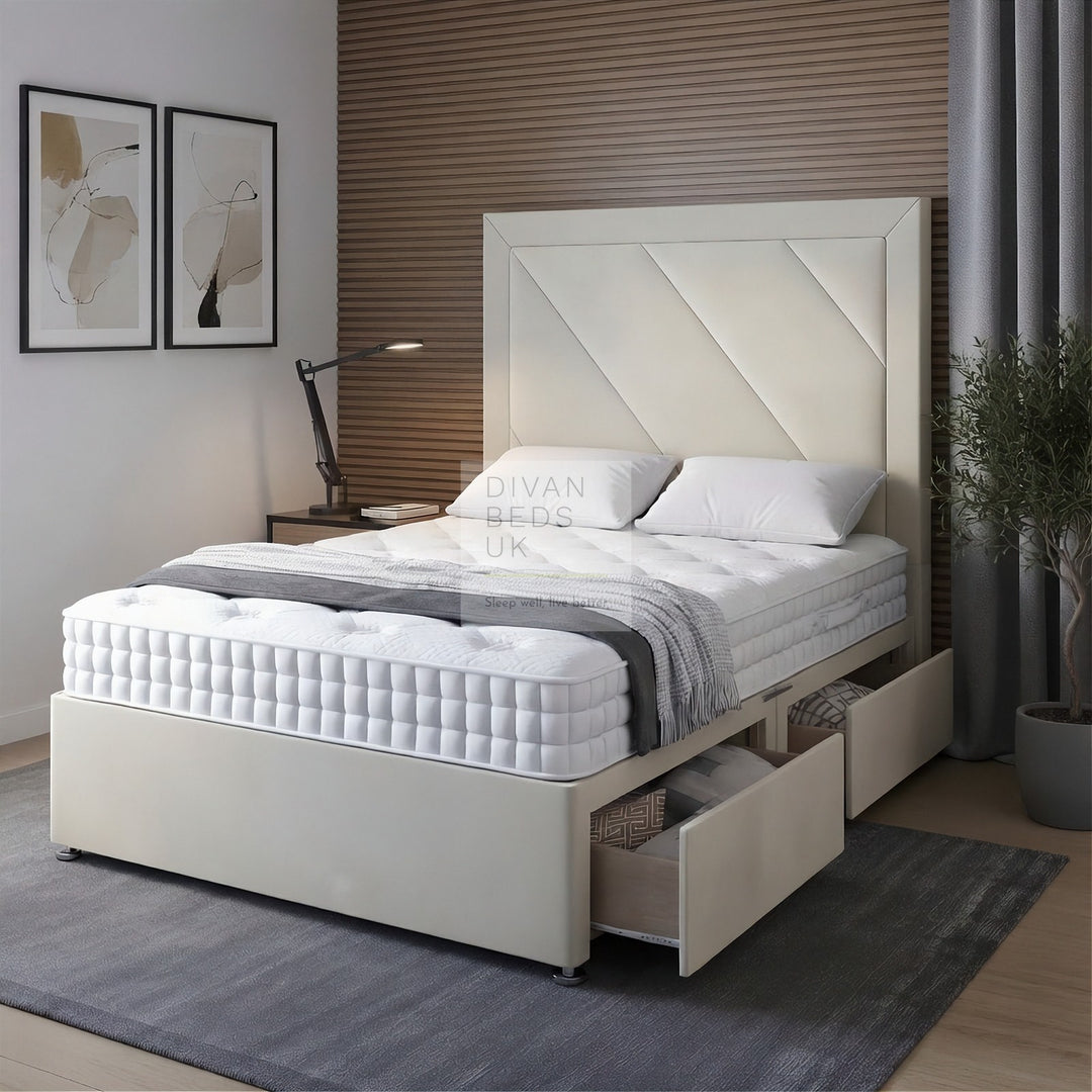 Sorrento Luxury Divan Bed Set with Designer Stripe Panel Headboard