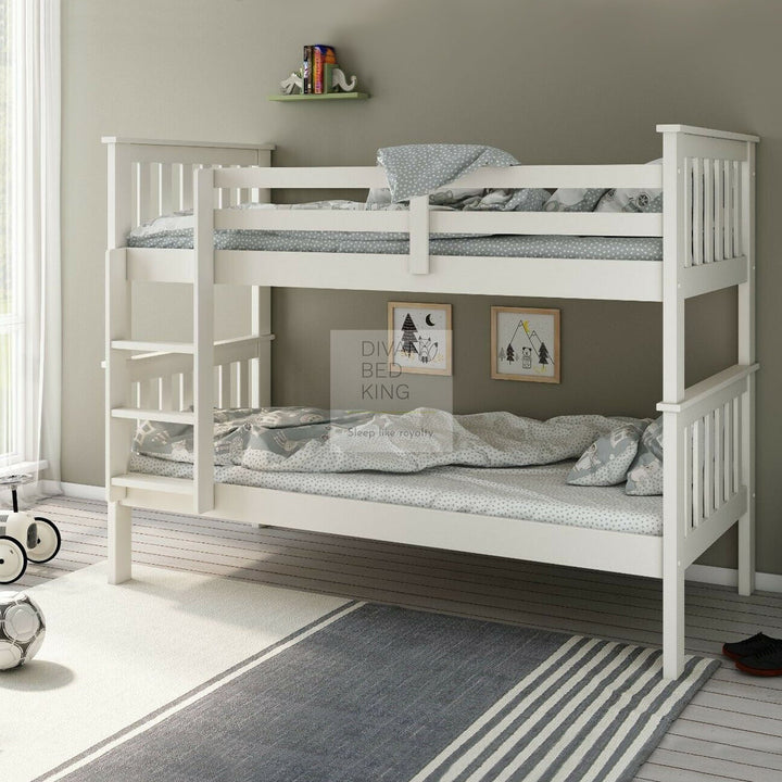 Columbus Detachable White Wooden Bunk Bed