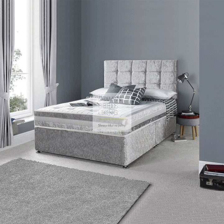 Marcus House Crushed Velvet Divan with 3D Airflow Spring Memory Mattress