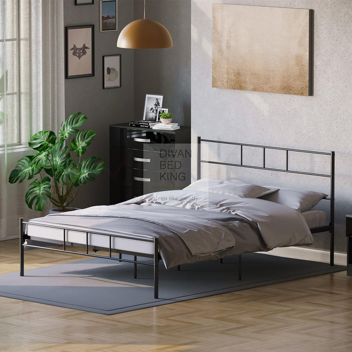 Mathias Black Steel Metal Bed Frame with Drawer Options