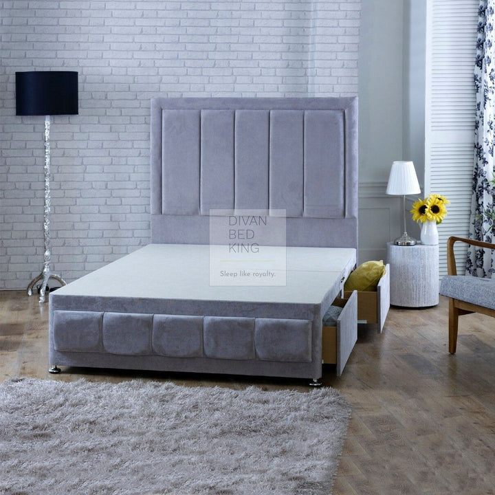 Kalkan Brushed Cotton Divan Bed Base with Floor Standing Headboard Option