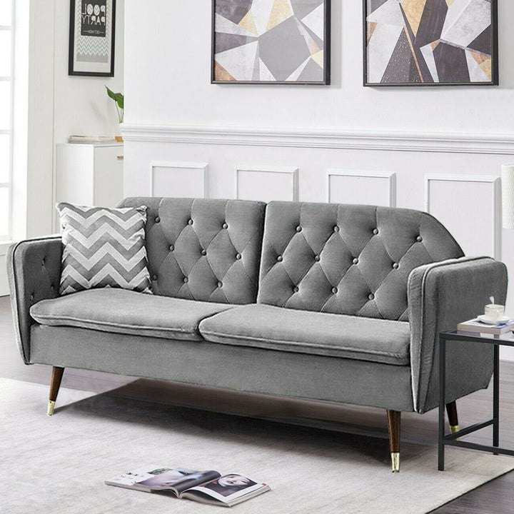 Regine Grey Plush Velvet 3 Seater Sofa Bed