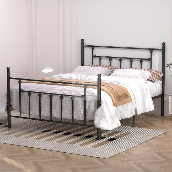 Trapani Black Metal Bed Frame & Optional Drawers