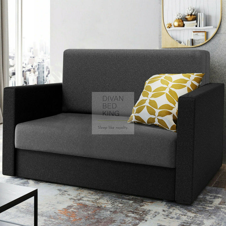 Rathburn Black Grey Cotton 4 in 1 Sofa Bed 2 Seater with Storage