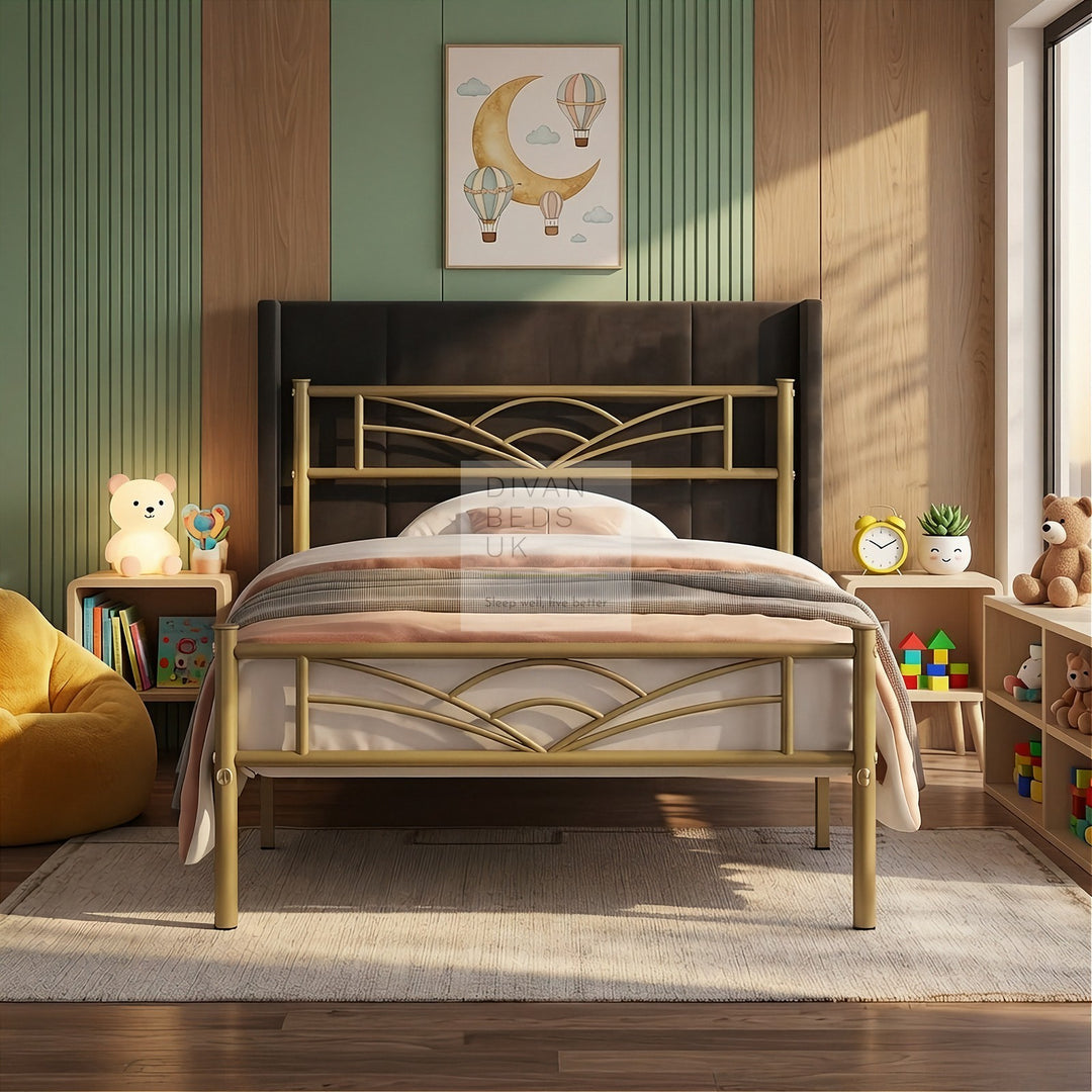 Georgia Kids 3ft Single Gold Metal Bed Frame