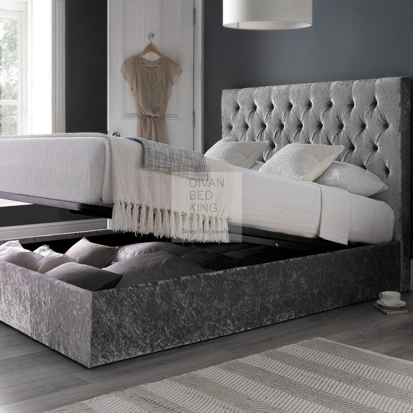 Serena Chesterfield Design Ottoman Gas Lift Storage Divan Bed