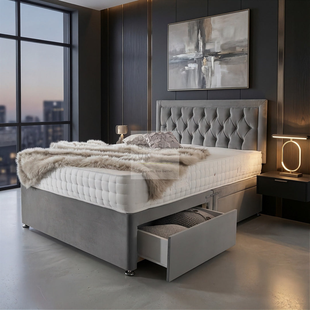 Rayshon Reinforced Divan Bed Set with Button Headboard