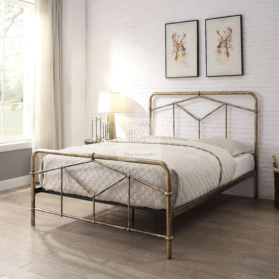 Rogerio Antique Rustic Hospital Style Metal Bed Frame