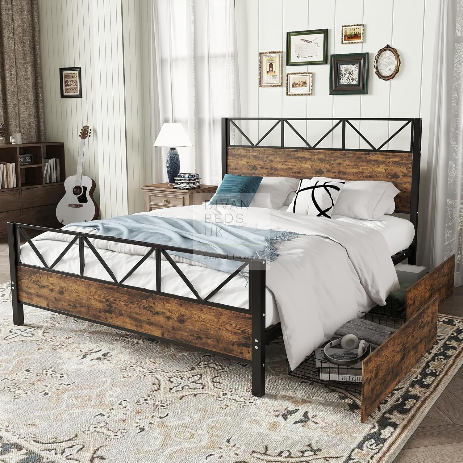 Metal Divan Andria Metal Bed Frame with 2 Drawer Storage Included – Divan Beds UK