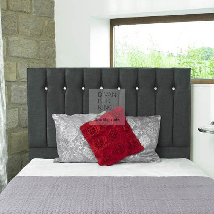 Annette Panel Design Charcoal Linen Floor Standing Divan Bed Headboard