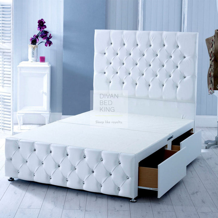 Fenston Leather Divan Base with Floor Standing Headboard Option