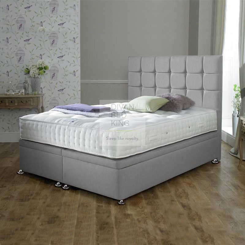 Leya Luxury Ottoman Divan Bed with Cube Floor Standing Headboard Option