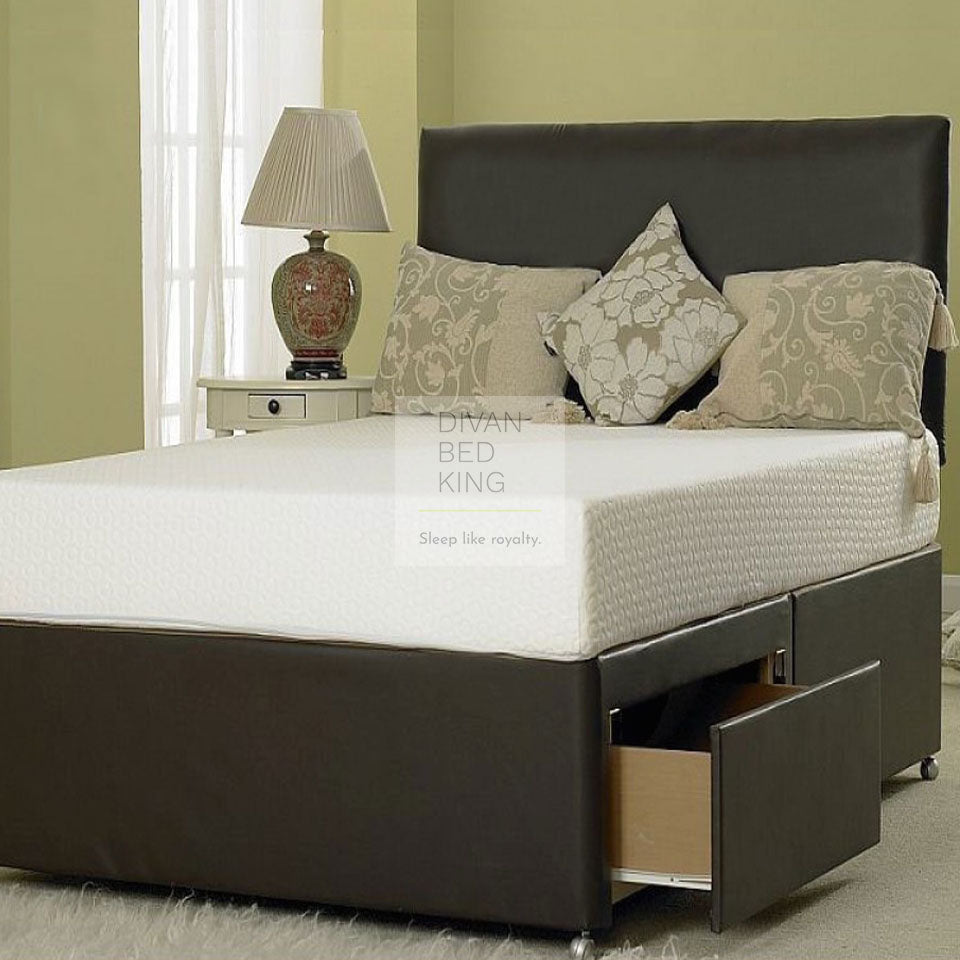 Hilliard Leather Divan Bed with Spring Memory Foam Mattress