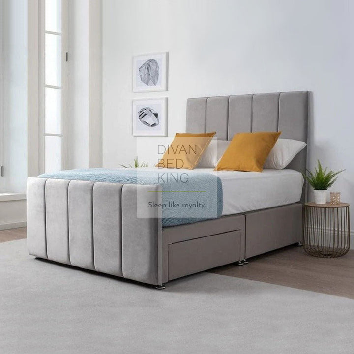 Maverick Stripe Luxury Divan Bed with Floor Standing Headboard and Footboard