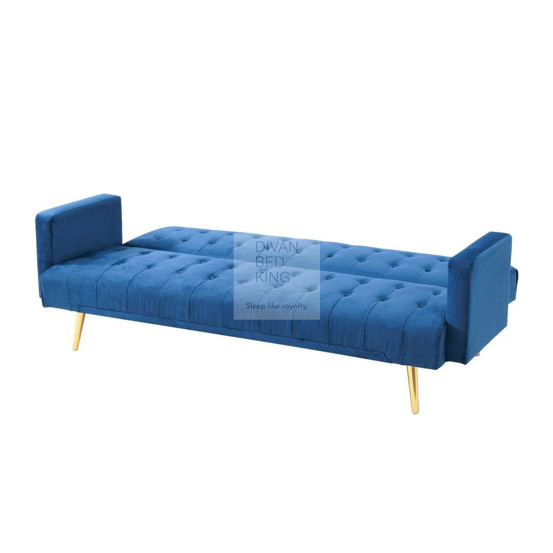 Solera Blue Plush Velvet Sofa Bed