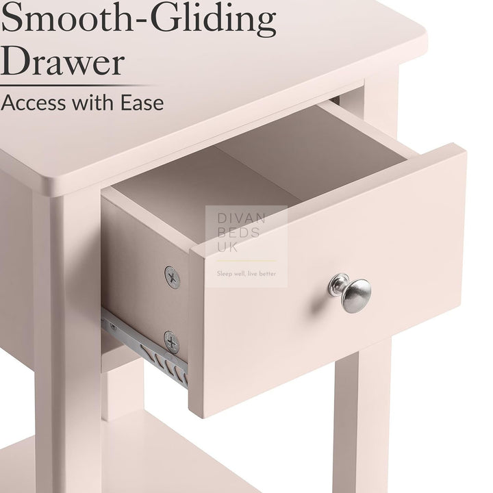 Selina Pink Bedside Table with Drawer and Shelf