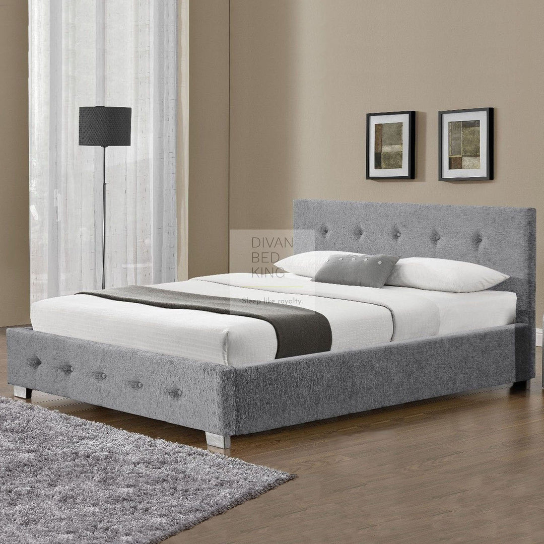 Eloise Silver Grey Chenille Ottoman Gas Lift Fabric Storage Bed