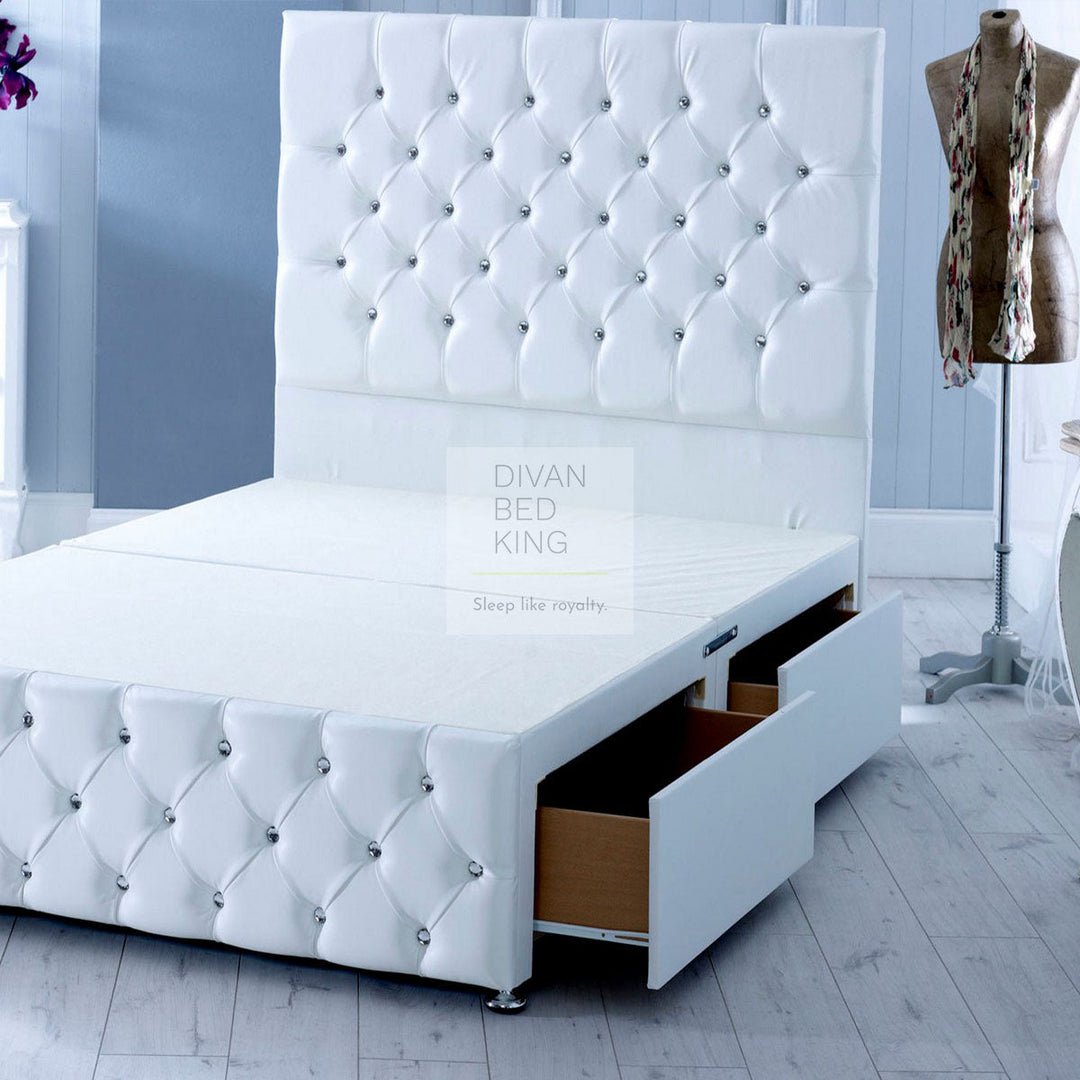 Fenston Leather Divan Base with Floor Standing Headboard Option