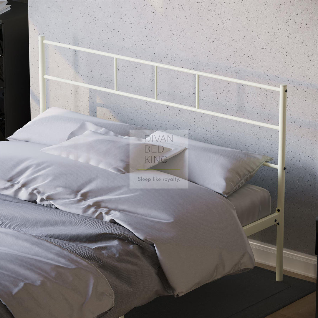 Mathias White Steel Metal Bed Frame with Drawer Options