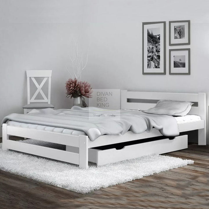 Radford Grey Low Wooden Bed with Drawers