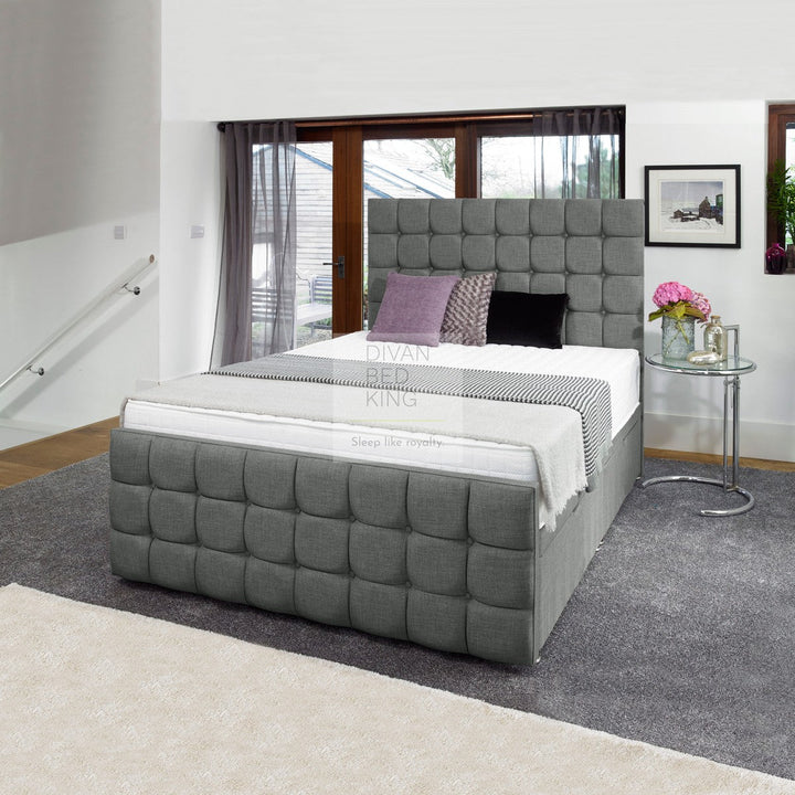 Aria Cube Luxury Ottoman Divan with Floorstanding Headboard and Footboard