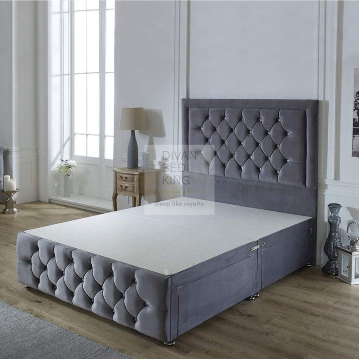 Jagor Divan Bed Base with Tall Button Headboard and Footboard