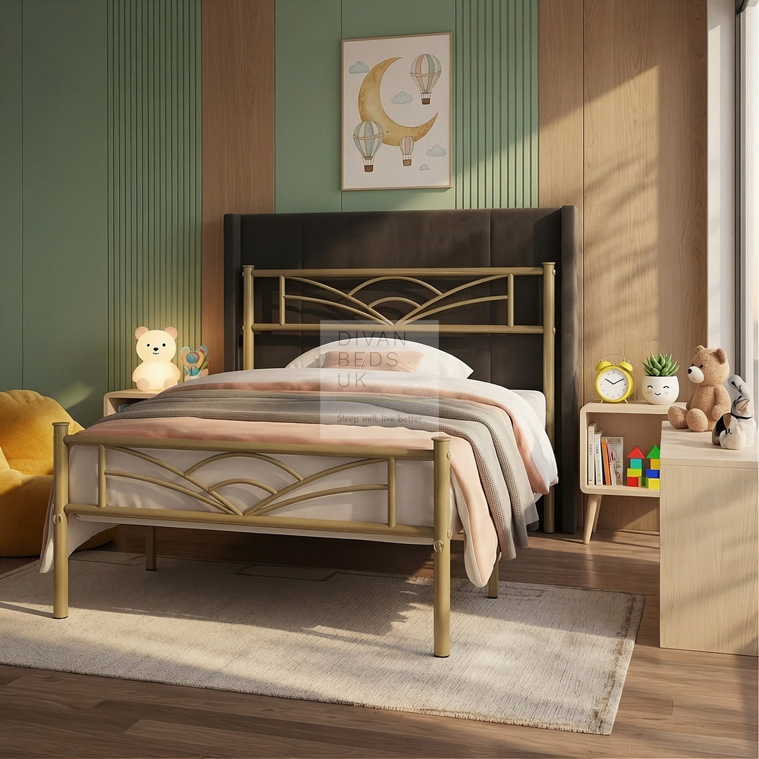 Georgia Kids 3ft Single Gold Metal Bed Frame