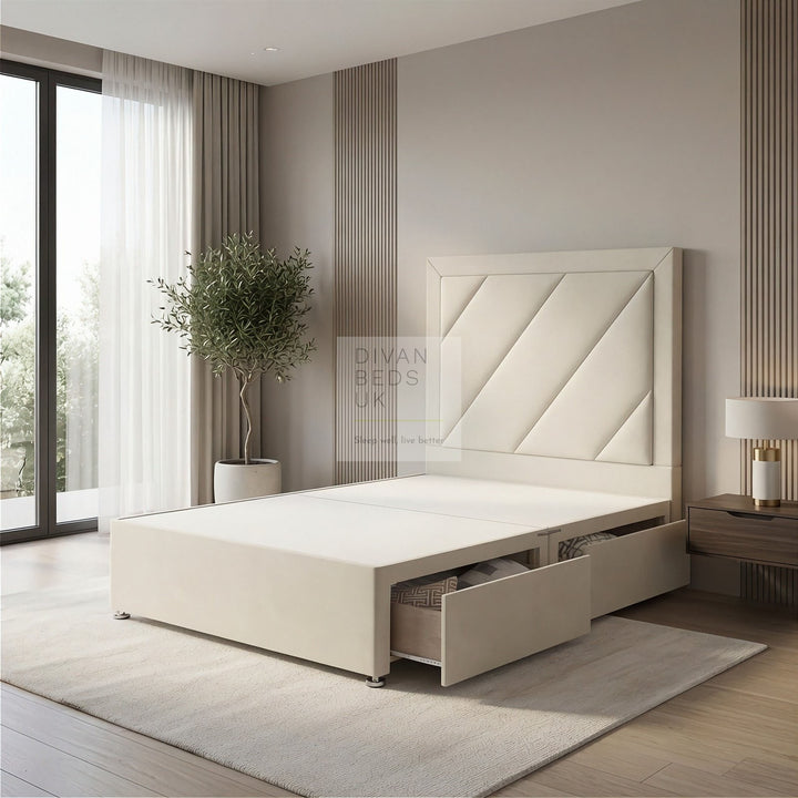 Sorrento Luxury Divan Bed Set with Designer Stripe Panel Headboard